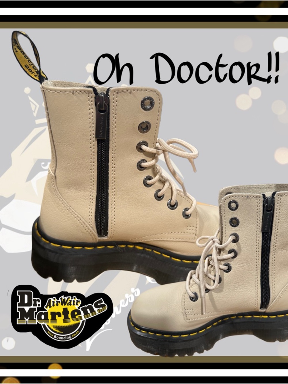 Size 7 -Dr. Martens Jadon II - Vegan Leather Lace-Up, Side Zip boot (FGWP!)